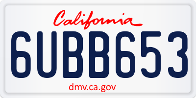 CA license plate 6UBB653