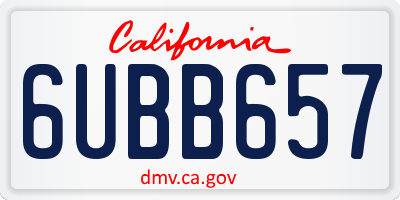 CA license plate 6UBB657