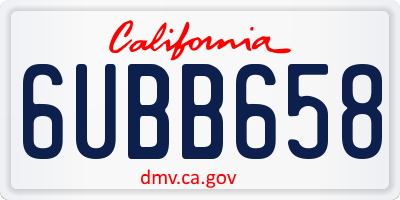 CA license plate 6UBB658