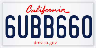 CA license plate 6UBB660