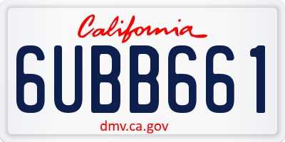 CA license plate 6UBB661
