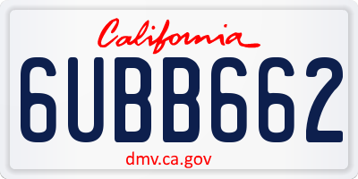 CA license plate 6UBB662