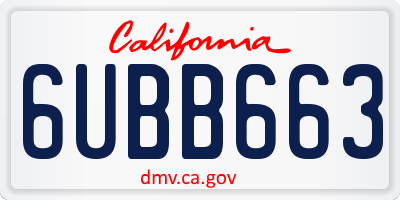 CA license plate 6UBB663