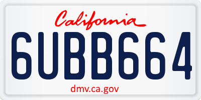 CA license plate 6UBB664