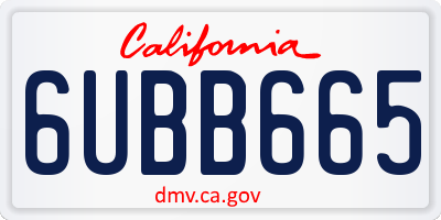 CA license plate 6UBB665