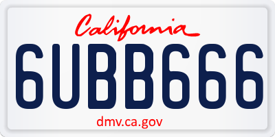 CA license plate 6UBB666