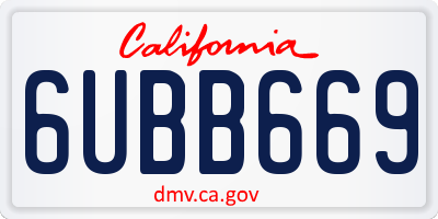 CA license plate 6UBB669