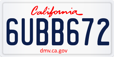 CA license plate 6UBB672