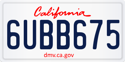 CA license plate 6UBB675