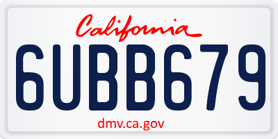 CA license plate 6UBB679