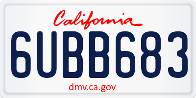 CA license plate 6UBB683