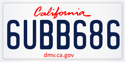 CA license plate 6UBB686