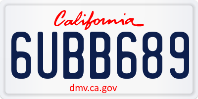 CA license plate 6UBB689