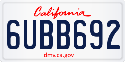 CA license plate 6UBB692