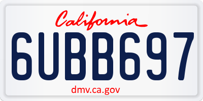CA license plate 6UBB697