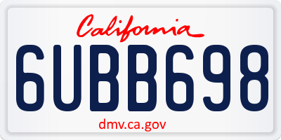 CA license plate 6UBB698