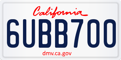 CA license plate 6UBB700