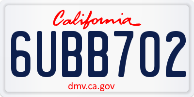 CA license plate 6UBB702