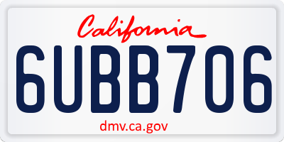 CA license plate 6UBB706