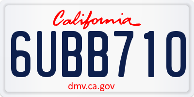 CA license plate 6UBB710