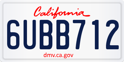 CA license plate 6UBB712