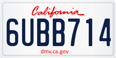 CA license plate 6UBB714