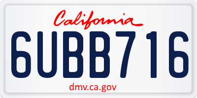 CA license plate 6UBB716