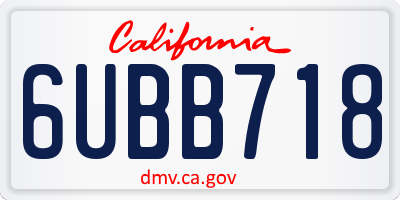 CA license plate 6UBB718