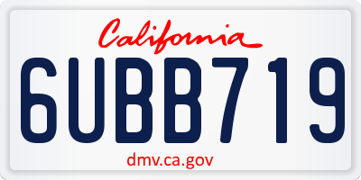 CA license plate 6UBB719