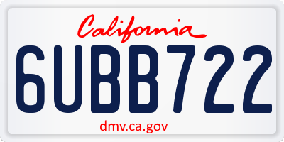 CA license plate 6UBB722