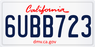 CA license plate 6UBB723