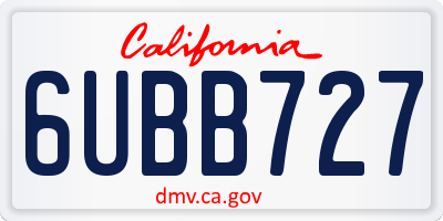 CA license plate 6UBB727