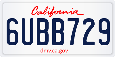 CA license plate 6UBB729