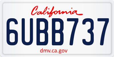CA license plate 6UBB737