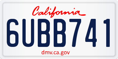 CA license plate 6UBB741