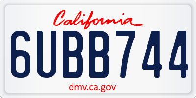 CA license plate 6UBB744