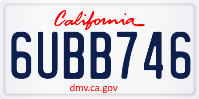 CA license plate 6UBB746