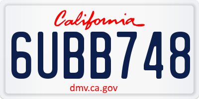 CA license plate 6UBB748