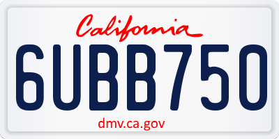 CA license plate 6UBB750