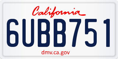 CA license plate 6UBB751