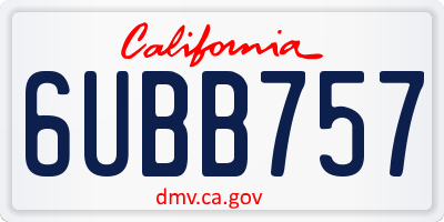 CA license plate 6UBB757