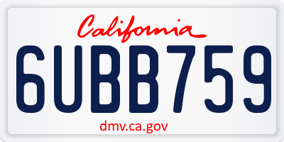 CA license plate 6UBB759