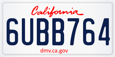 CA license plate 6UBB764