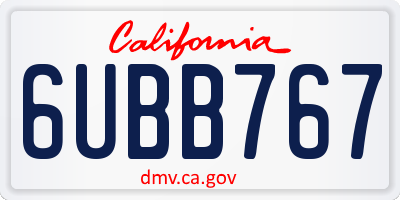 CA license plate 6UBB767