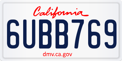CA license plate 6UBB769