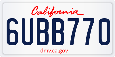 CA license plate 6UBB770