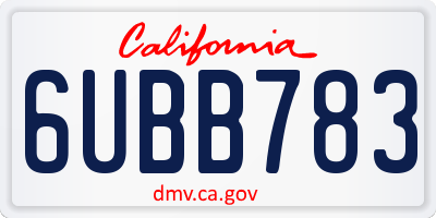 CA license plate 6UBB783