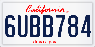 CA license plate 6UBB784