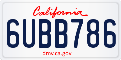CA license plate 6UBB786