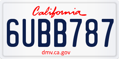 CA license plate 6UBB787